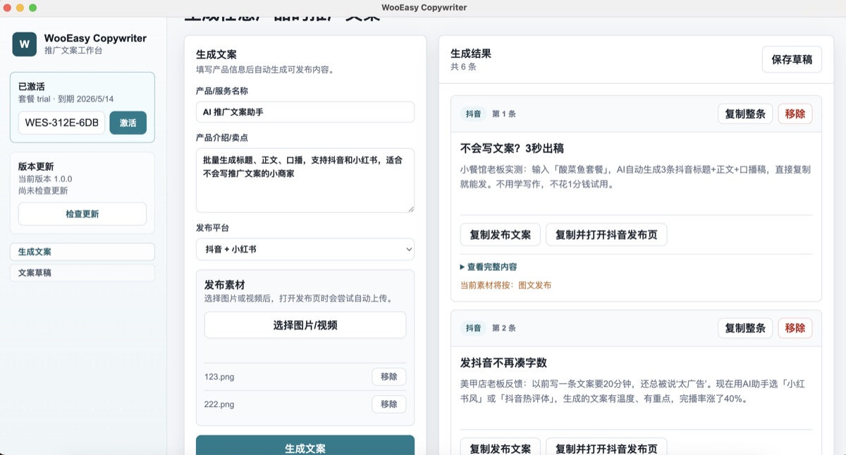 WooEasy Copywriter 文案生成截图 1